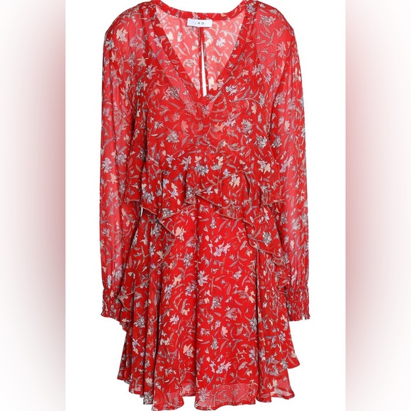 Iro Woman Beaumont Ruffled Floral-Print
Crepon Mini Dress Red - Picture 2 of 7
